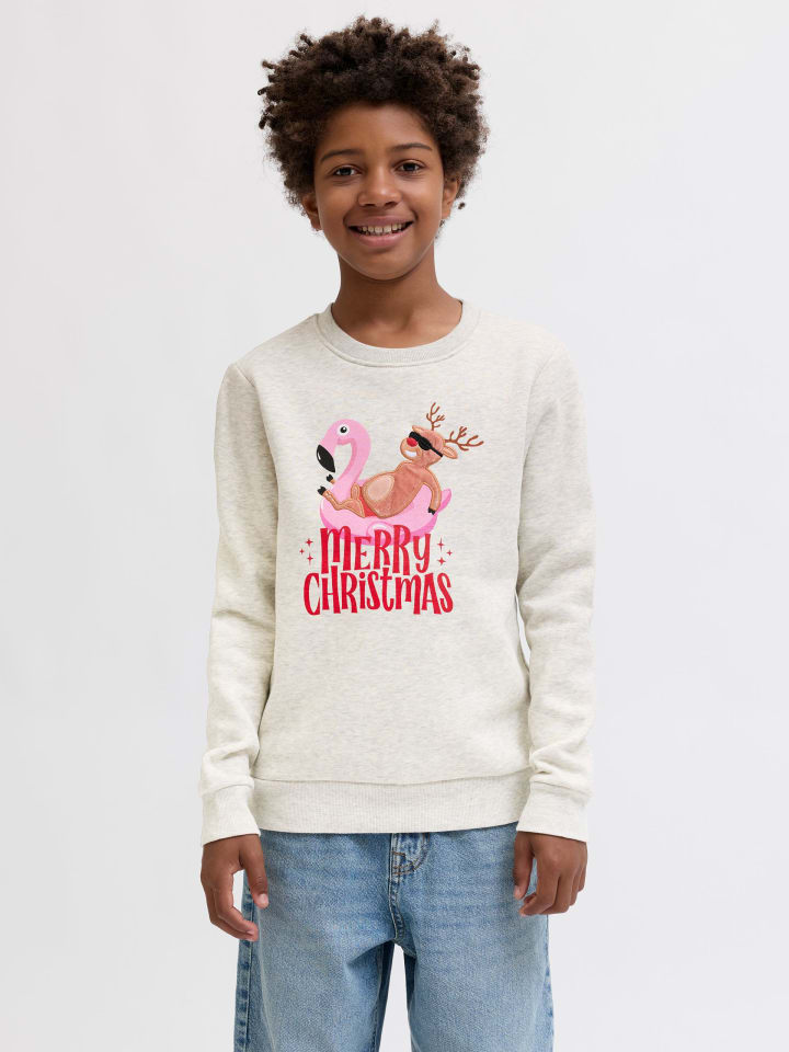 Толстовка JJCHRISTMAS SWEAT CREW NECK JNR в цвете белый меланж JACK & JONES Junior — фото 2