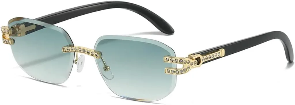 

Роскошные безрамочные солнцезащитные очки с градиентной оправой для женщин, повседневные мужские очки с защитой от УФ-излучения UV400 VVTWSSW, Golden Green