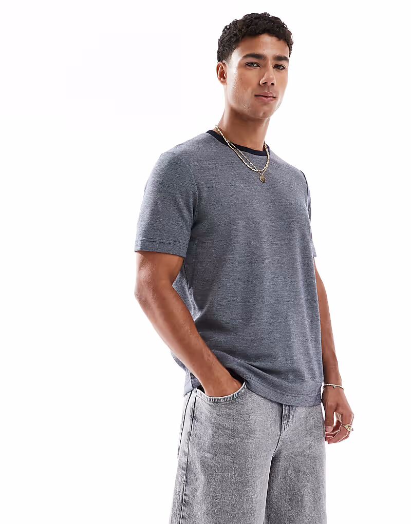 

Футболки Lyle & Scott Ss, двухцветная футболка x203 темно-синего цвета
