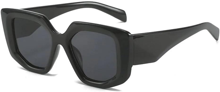 

Популярные модные солнцезащитные очки Polygon для женщин, ретро-очки с защитой от УФ-излучения UV400, мужские солнцезащитные очки с широкими дужками MTZJH, Black Grey