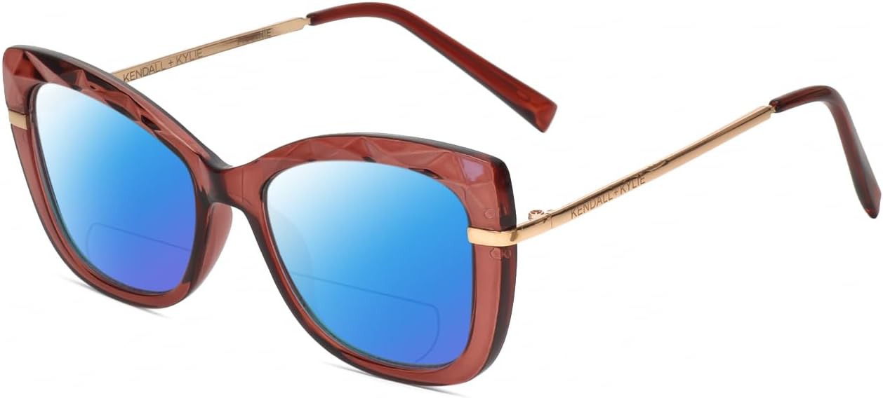 

Солнцезащитные очки Calabria K+K FRANNIE Cat Eye с поляризованными линзами и бифокальной оправой для чтения, модные дизайнерские очки с бифокальной оправой, Blush Pink Crystal Rose Gold/Blue Mirror Lens