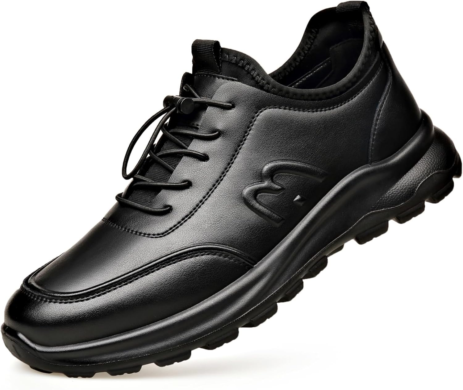 

Мужские кожаные повседневные кроссовки с вращающейся пряжкой, легкие и комфортные, нескользящие кроссовки для прогулок на открытом воздухе для повседневной носки Aokisx, черный