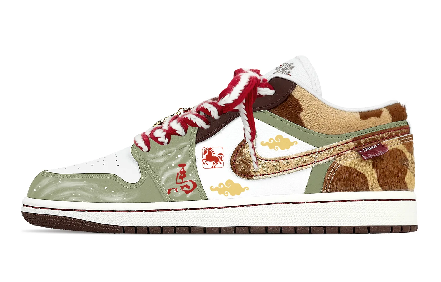Jordan Air 1 Abrasion Resistant Low top Vintage Basketball Shoes Men's Green — фото 3