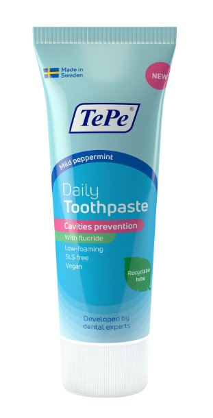 

Зубная паста TePe Daily Antibacterial без SLS 75 мл против кариеса, , 802110, [цвет]