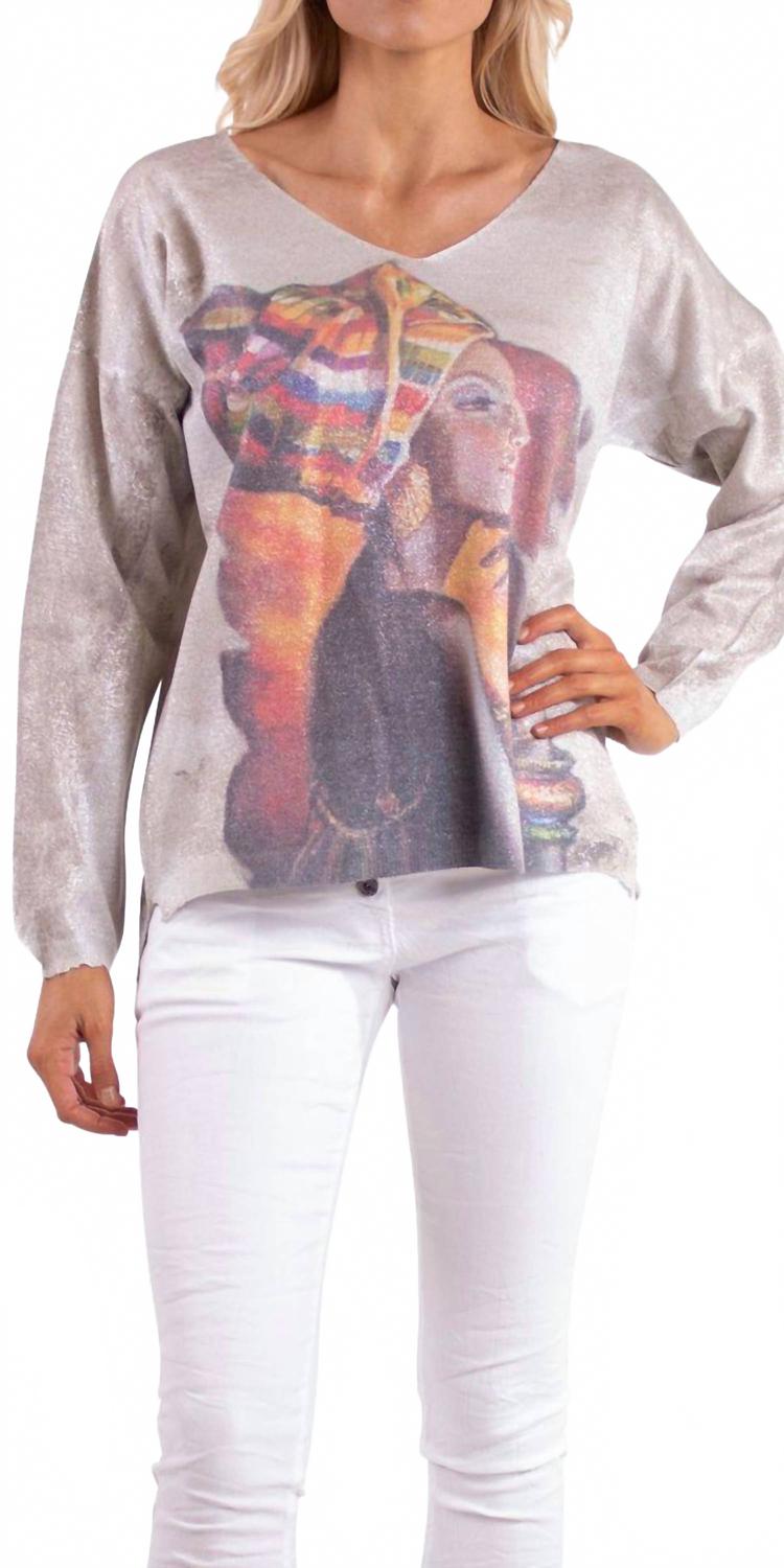 

Свитер с длинными рукавами Bold Queen в серо-коричневом цвете Gigi Moda, серо-коричневый