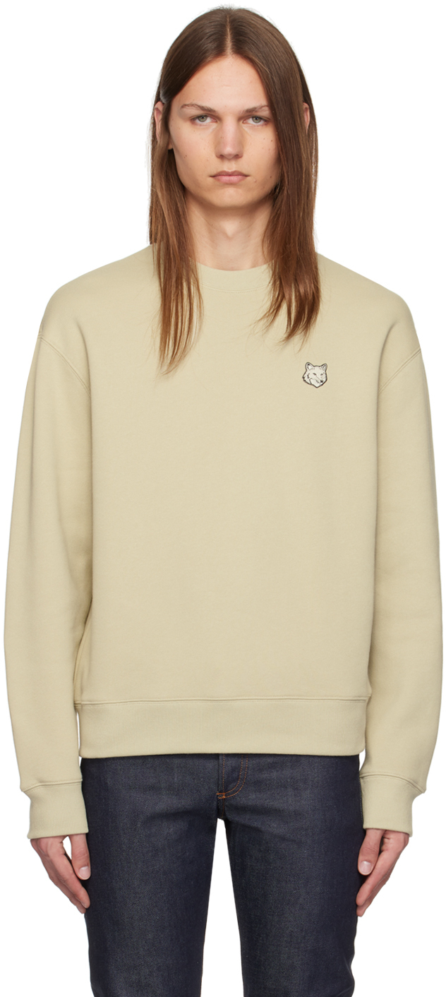 

Бежевый свитшот с нашивкой в виде головы лисы Maison Kitsune
