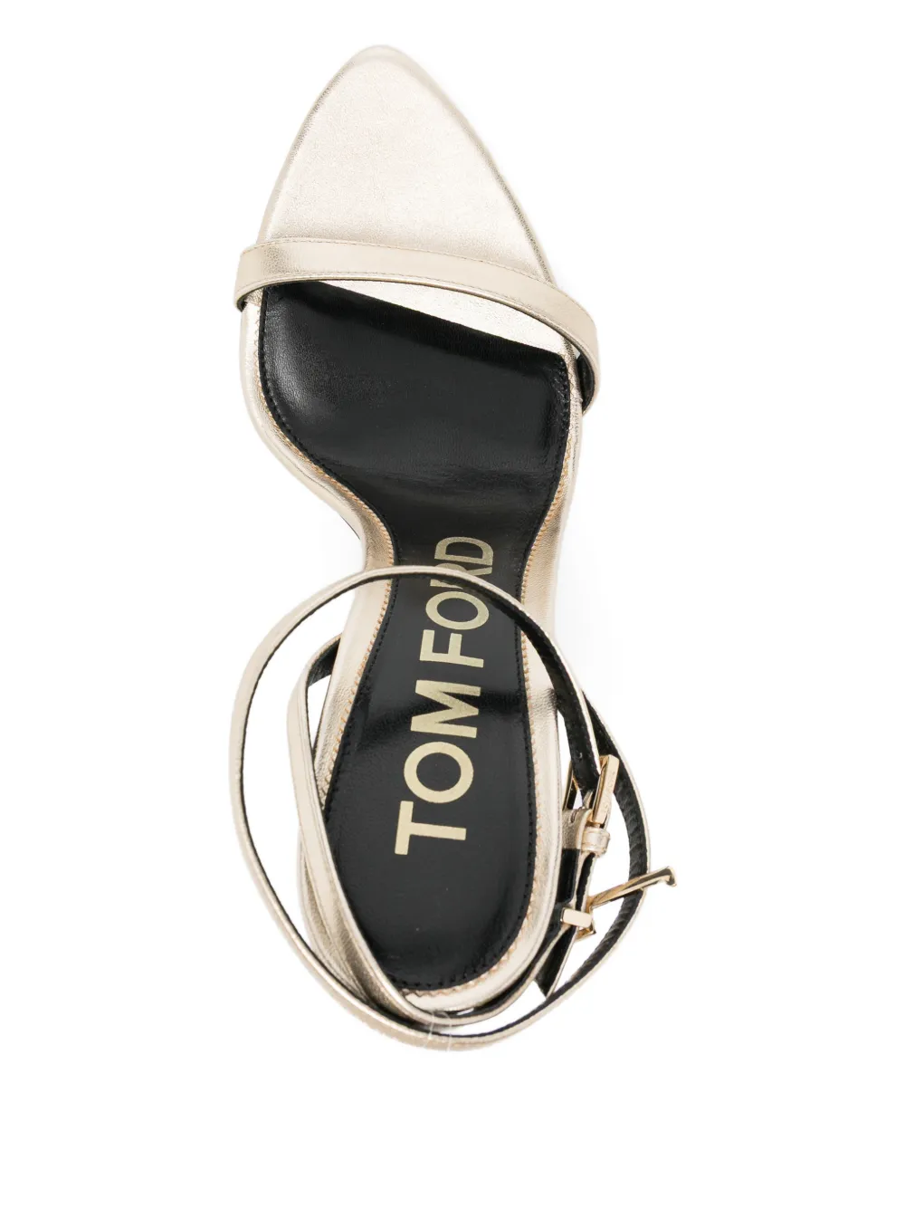 Босоножки из кожи на каблуке 105 мм с замком Tom Ford, золотистый — фото 4