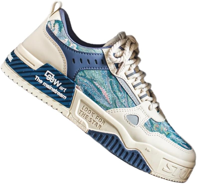 

Мужские повседневные спортивные кроссовки с толстой подошвой и противоскользящей подошвой - легкие и дышащие, подходят для активного отдыха на улице, ежедневного использования и тренировок в спортзале Fmshi, синий