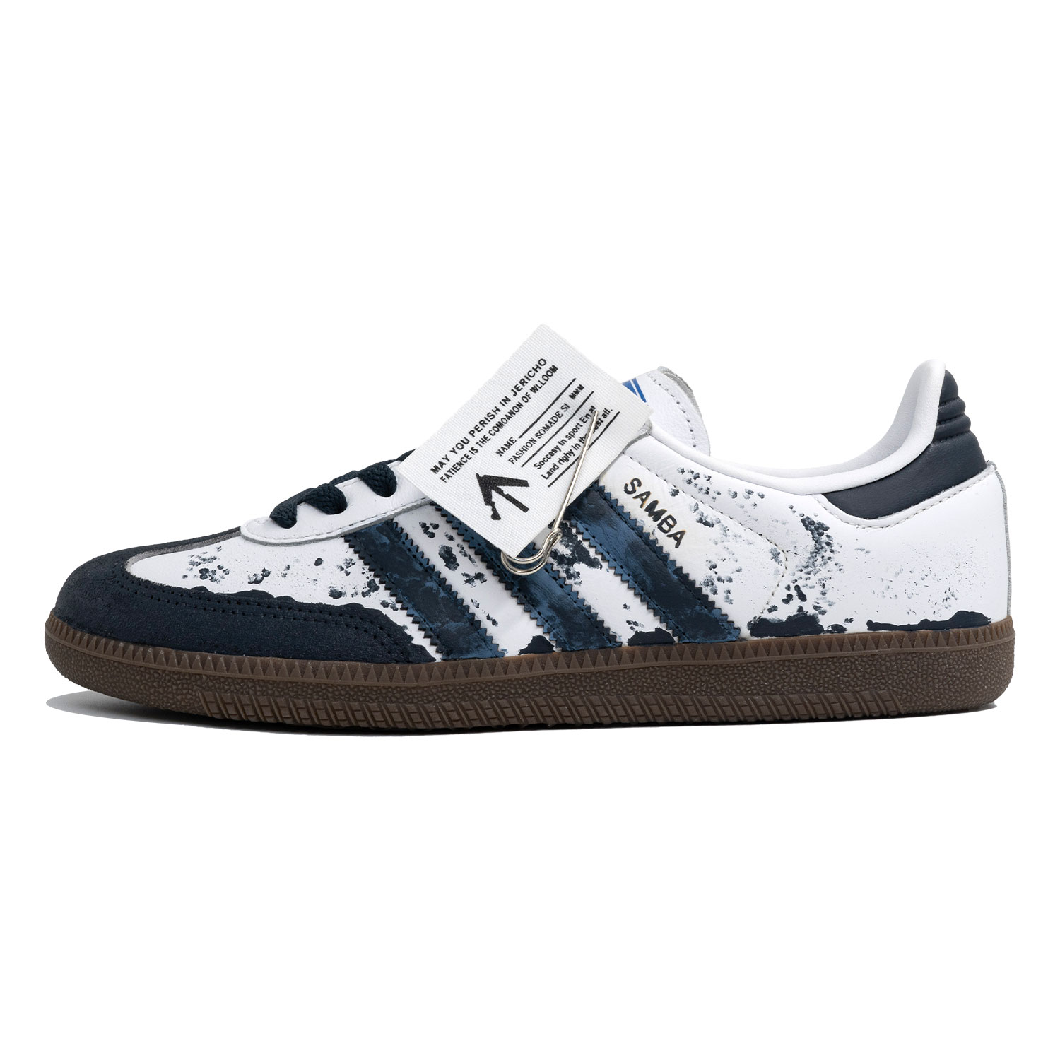 Samba OG Kaleidoscope, Silent Sea, устойчивые к истиранию лоу-топ скейтбордские кроссовки унисекс Adidas Originals, белый/синий — фото 3