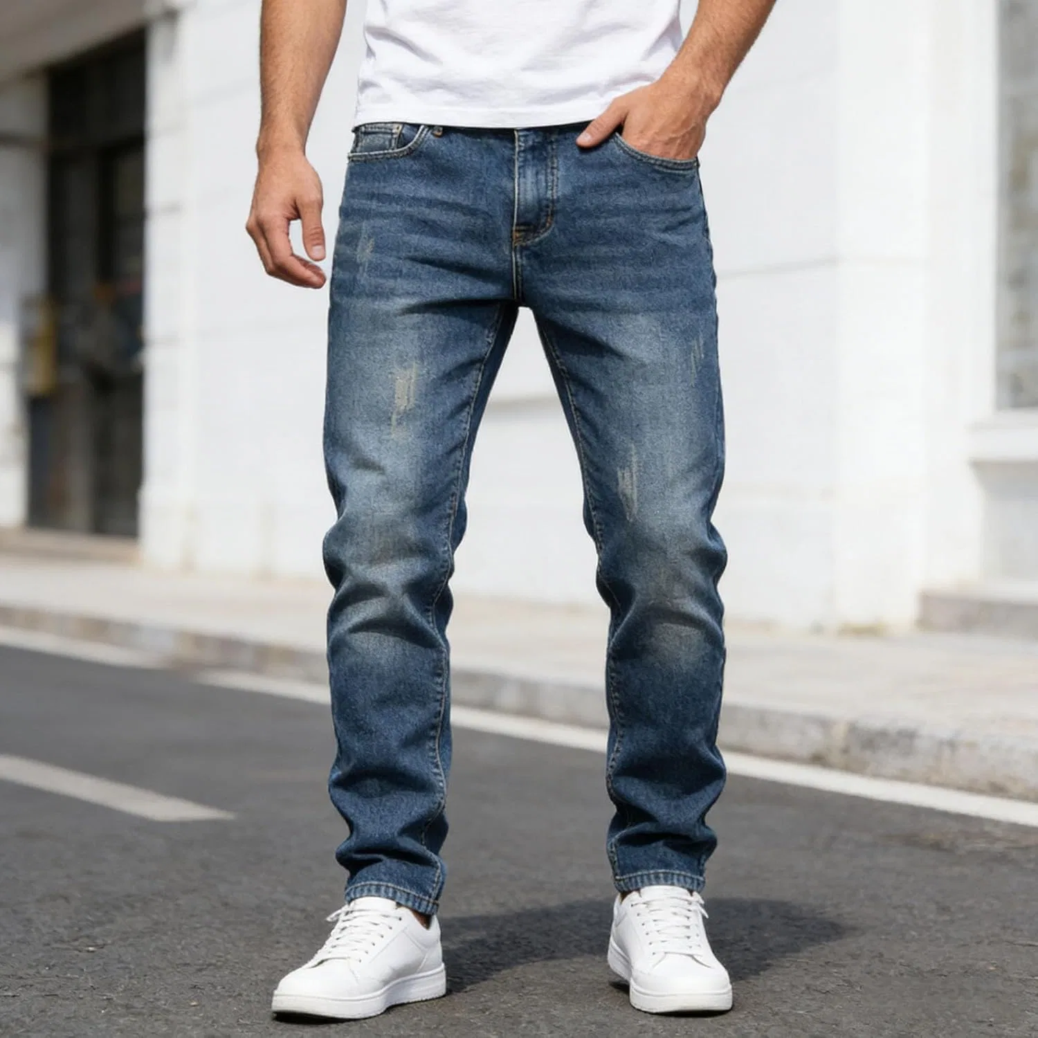 Джинсы на флисе, Slim Fit, Light Blue — фото 2