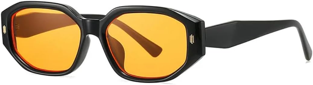 

Модные солнцезащитные очки Polygon Square для женщин с защитой от УФ-излучения UV400, в стиле ретро с заклепками, для мужчин с градиентным переходом цвета TVTBBVV, Black Orange