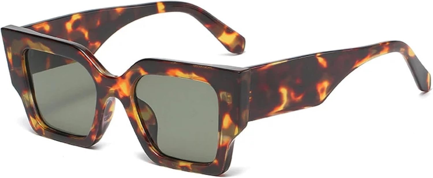 

Ретро-солнцезащитные очки неправильной квадратной формы для женщин, белые, с защитой от УФ-излучения UV400; модные солнцезащитные очки для мужчин, многоугольные, «кошачий глаз», с леопардовым принтом WNCKSQ, Leopard Dark Green