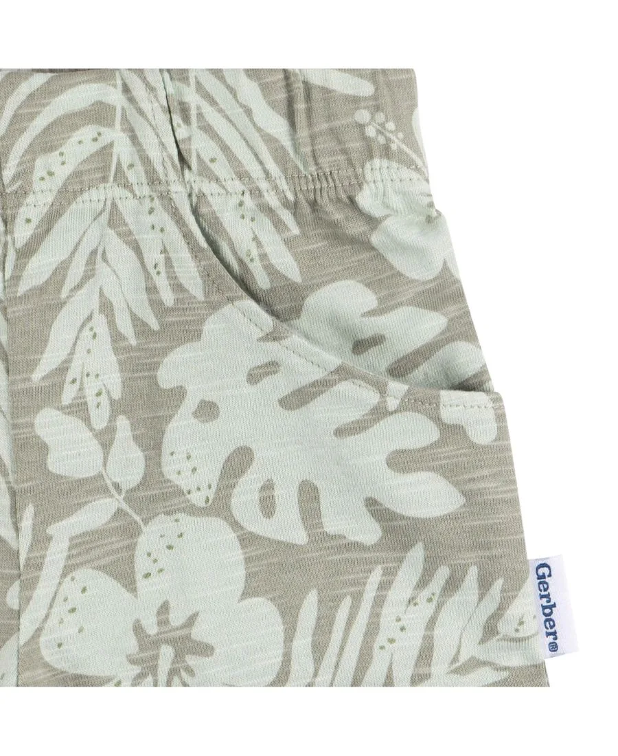 Детский комплект для мальчика: футболка и шорты, 2 предмета Gerber, Tropical Leaves — фото 4
