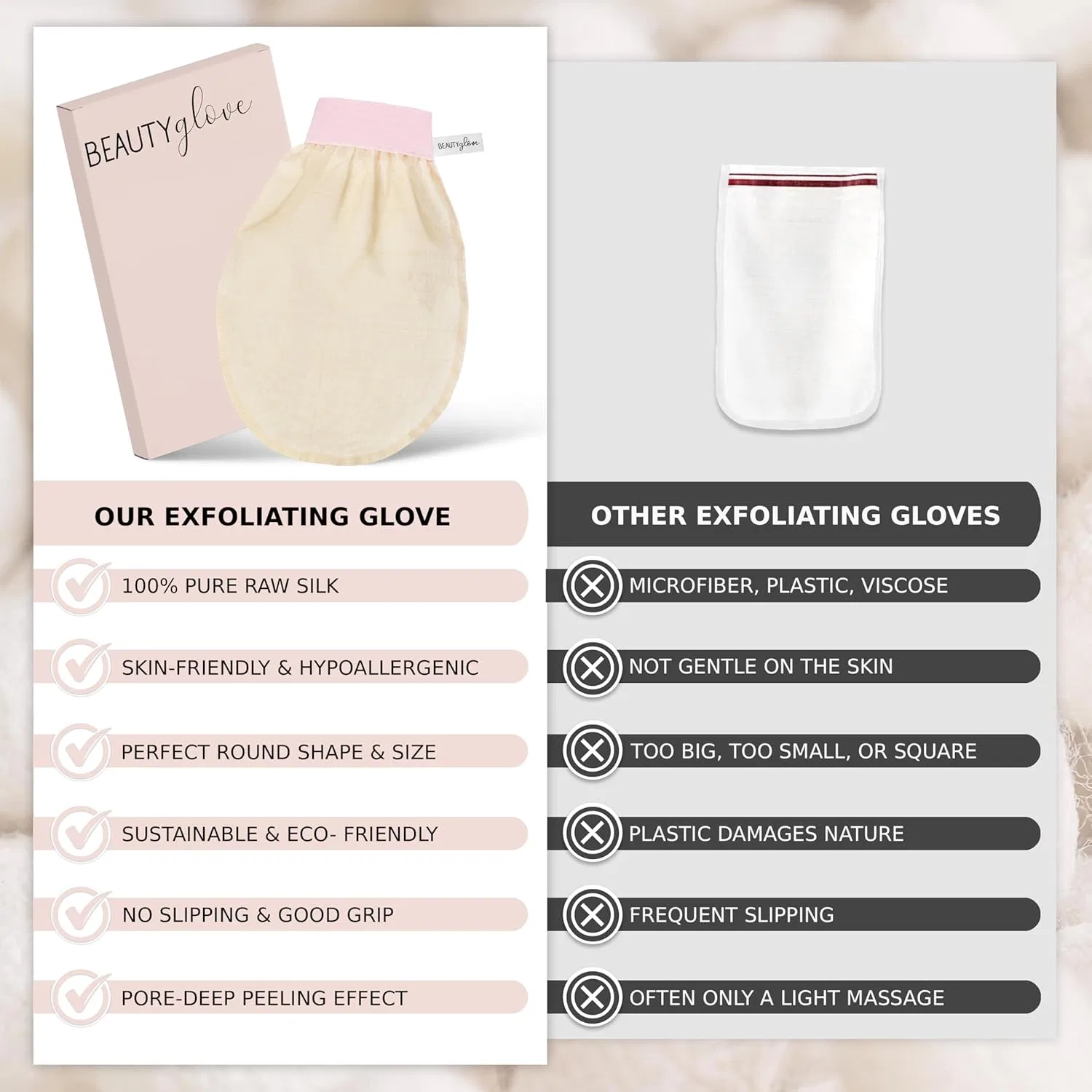 Отшелушивающая перчатка для лица из натурального турецкого шелка ‎Beautyglove — фото 3