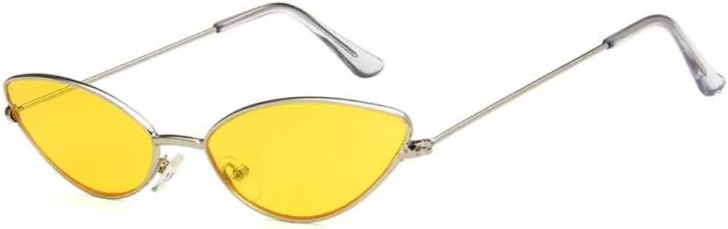 

Ретро маленькие солнцезащитные очки «кошачий глаз», стильные женские очки в узкой оправе, защита от УФ-излучения UV400, золотисто-серо-красные, для женщин VVTWSSW, Silver Yellow