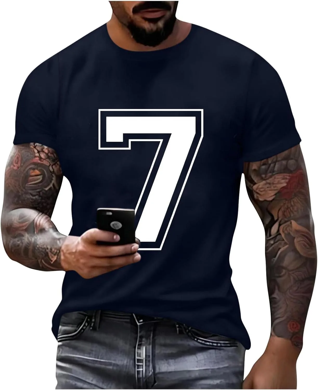 

Футболка Unisex с коротким рукавом Varsity Shirt, номер 7 Sdeycui