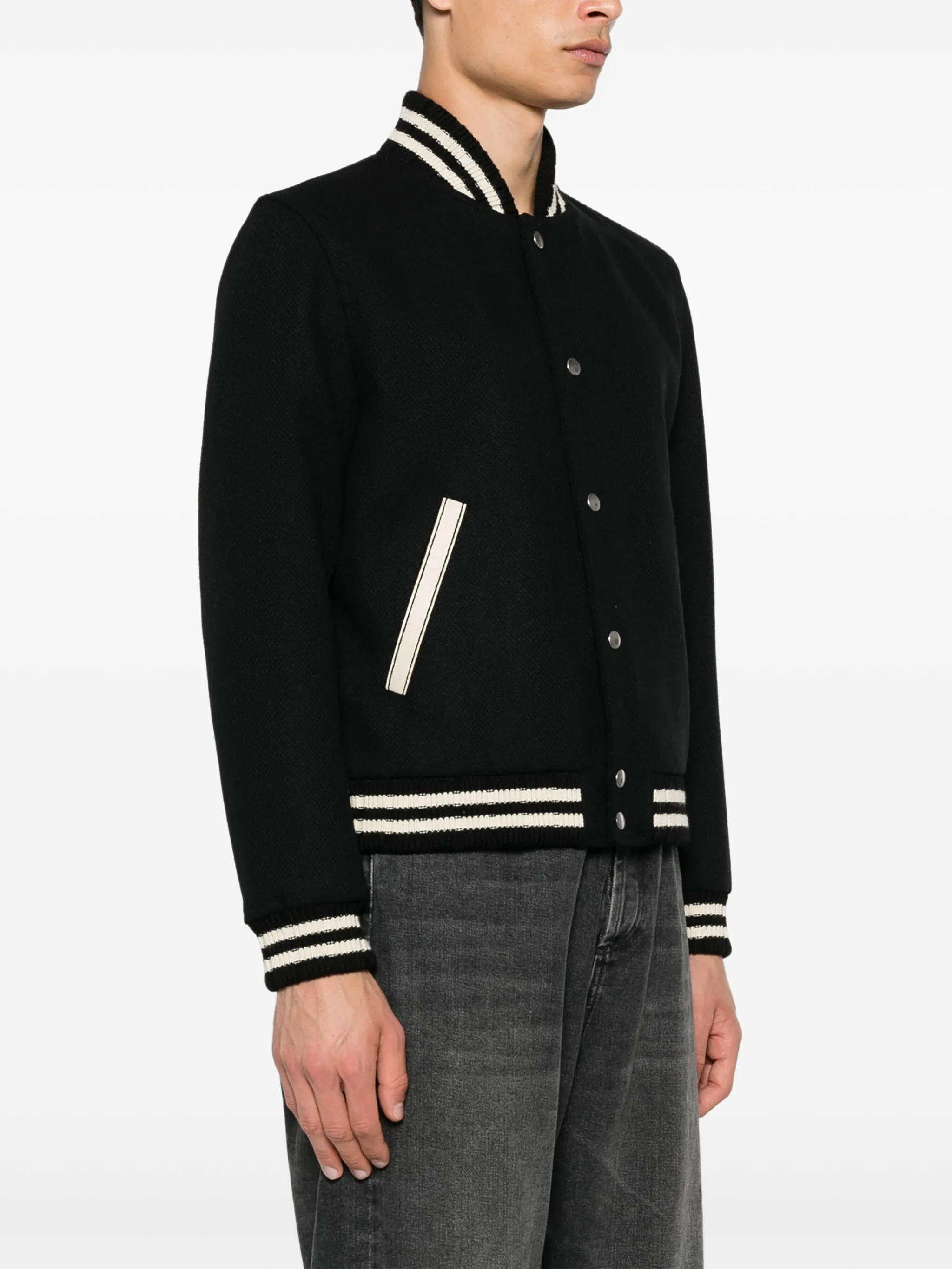 Бомбер Teddy Saint Laurent, черный — фото 4