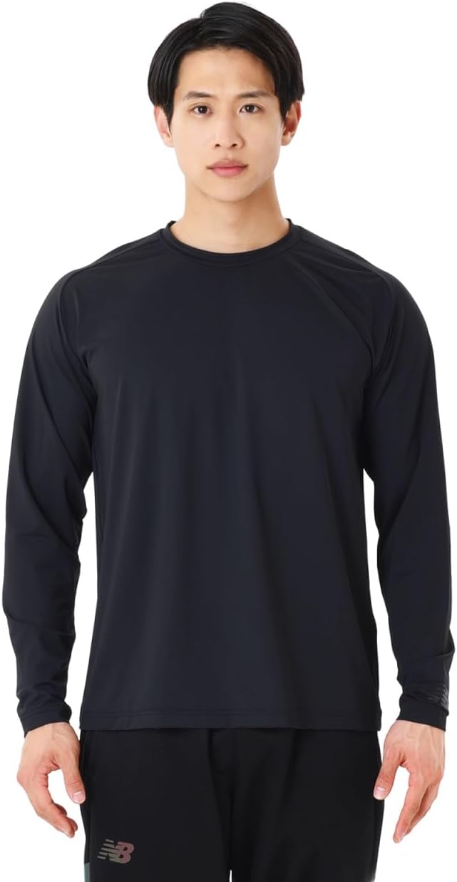 

Мужская футболка с длинным рукавом New Balance AMT45286 с охлаждающим эффектом, для футбола, быстросохнущая, черный