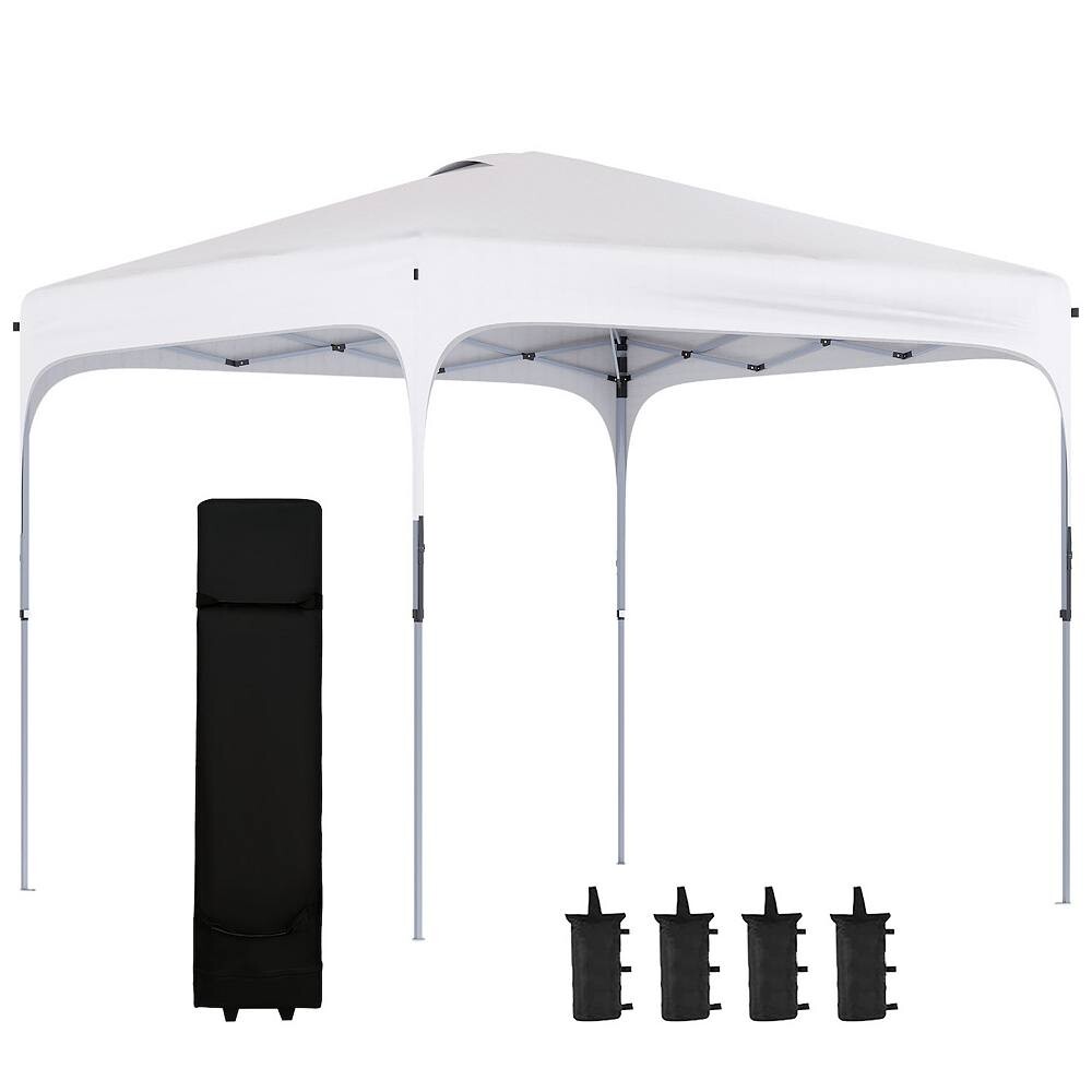 

Складная палатка с навесом Pop Up Gazebo с сумкой на колесиках и грузовыми сумками на 4 ноги Outsunny, белый