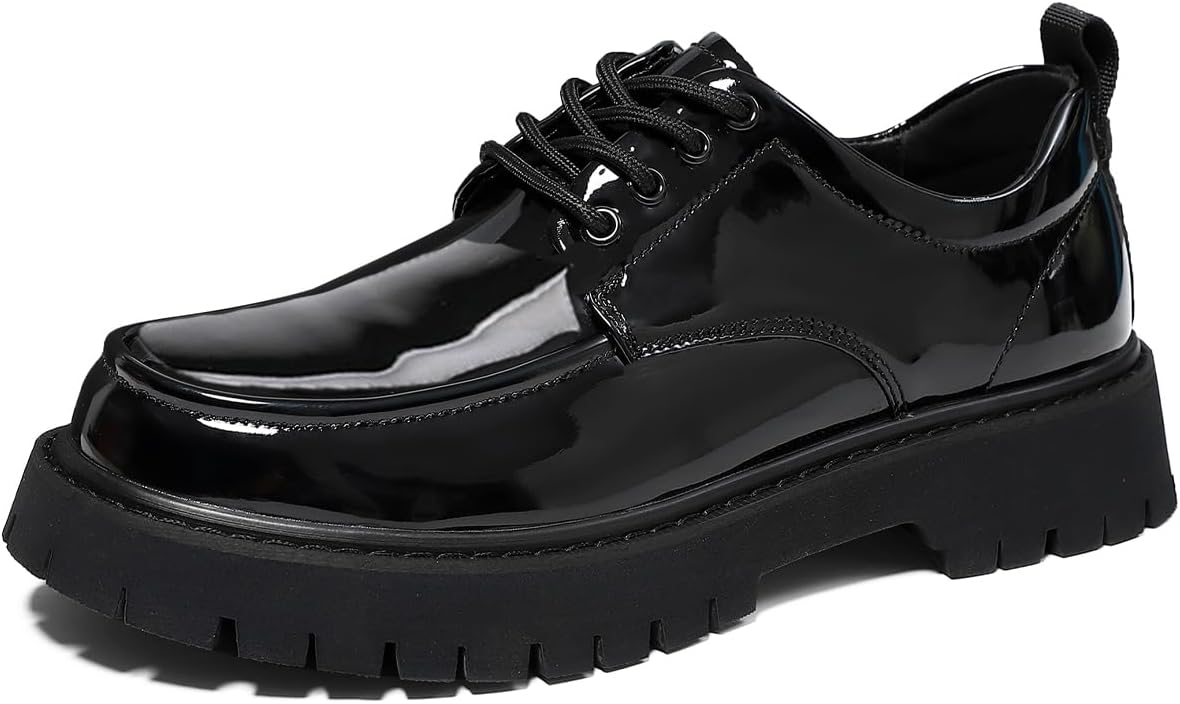 

Мужские кожаные черные оксфорды с платформой и массивной подошвой, классические деловые повседневные туфли на толстой подошве, нескользящие, с шнуровкой, формальные туфли для свадьбы, работы, вечеринки и офиса Ksedt