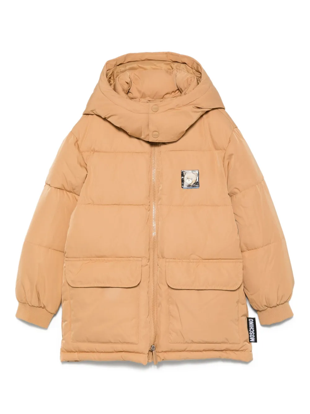 

Утепленный пуховик с логотипом Moschino Kids, нейтральный