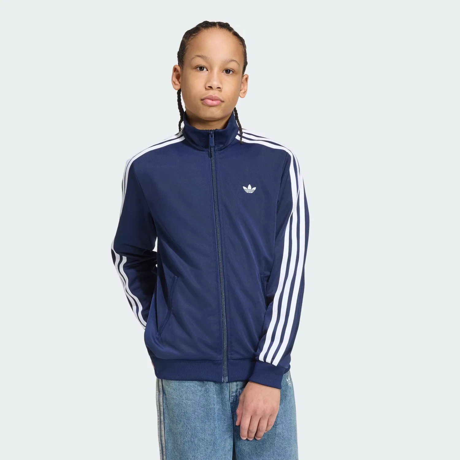 Толстовка на молнии Adidas Originals Firebird темно-синего цвета — фото 2