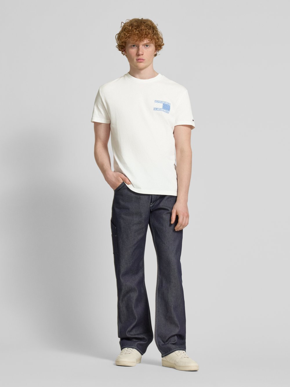 

Футболка прямого кроя из чистого хлопка Tommy Jeans, кремовый