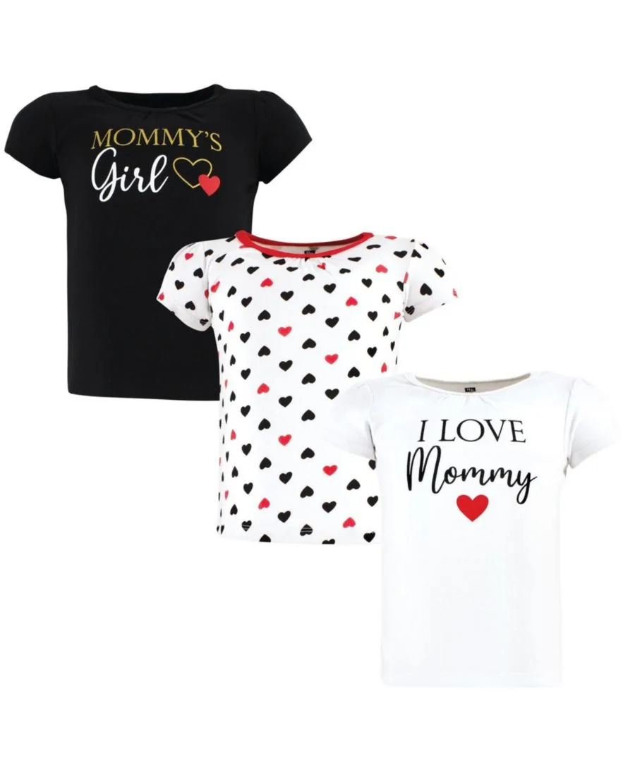 Набор из 3 футболок с коротким рукавом Hudson Baby, girl mommy красный черный