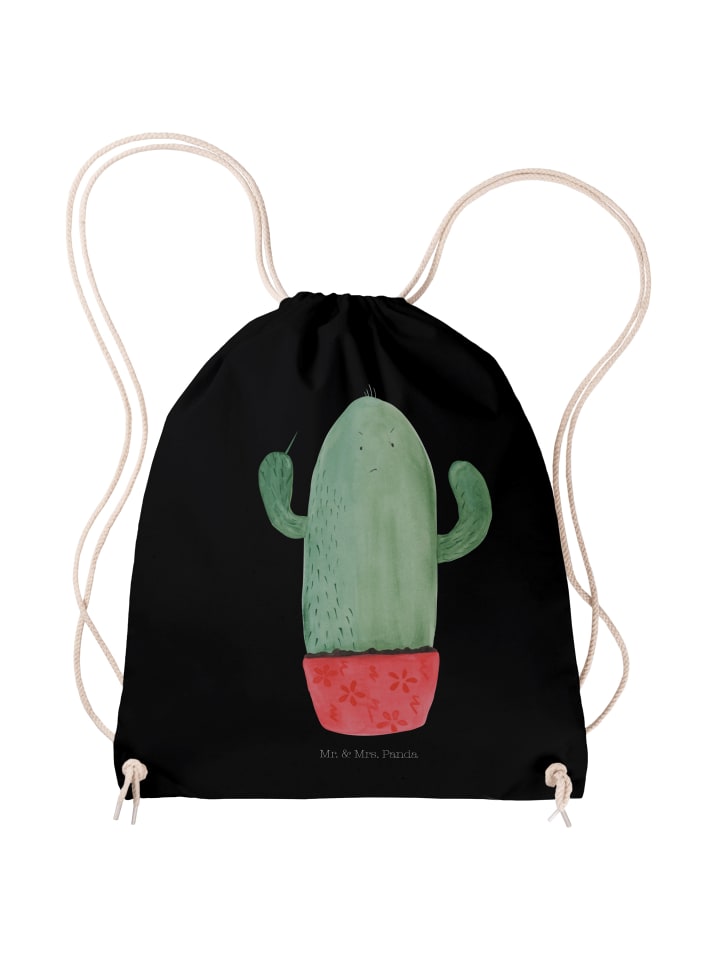 

Mr. & Mrs. Panda Черная спортивная сумка с изображением кактуса, без надписи