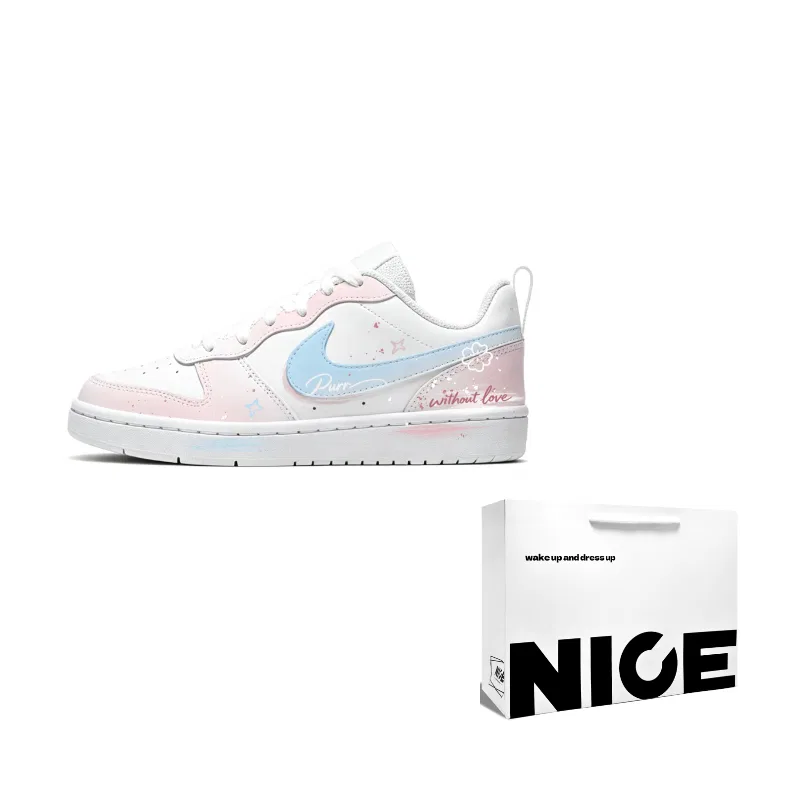 Кроссовки для скейтбординга Nike Court Borough Kids бело-сине-розовые