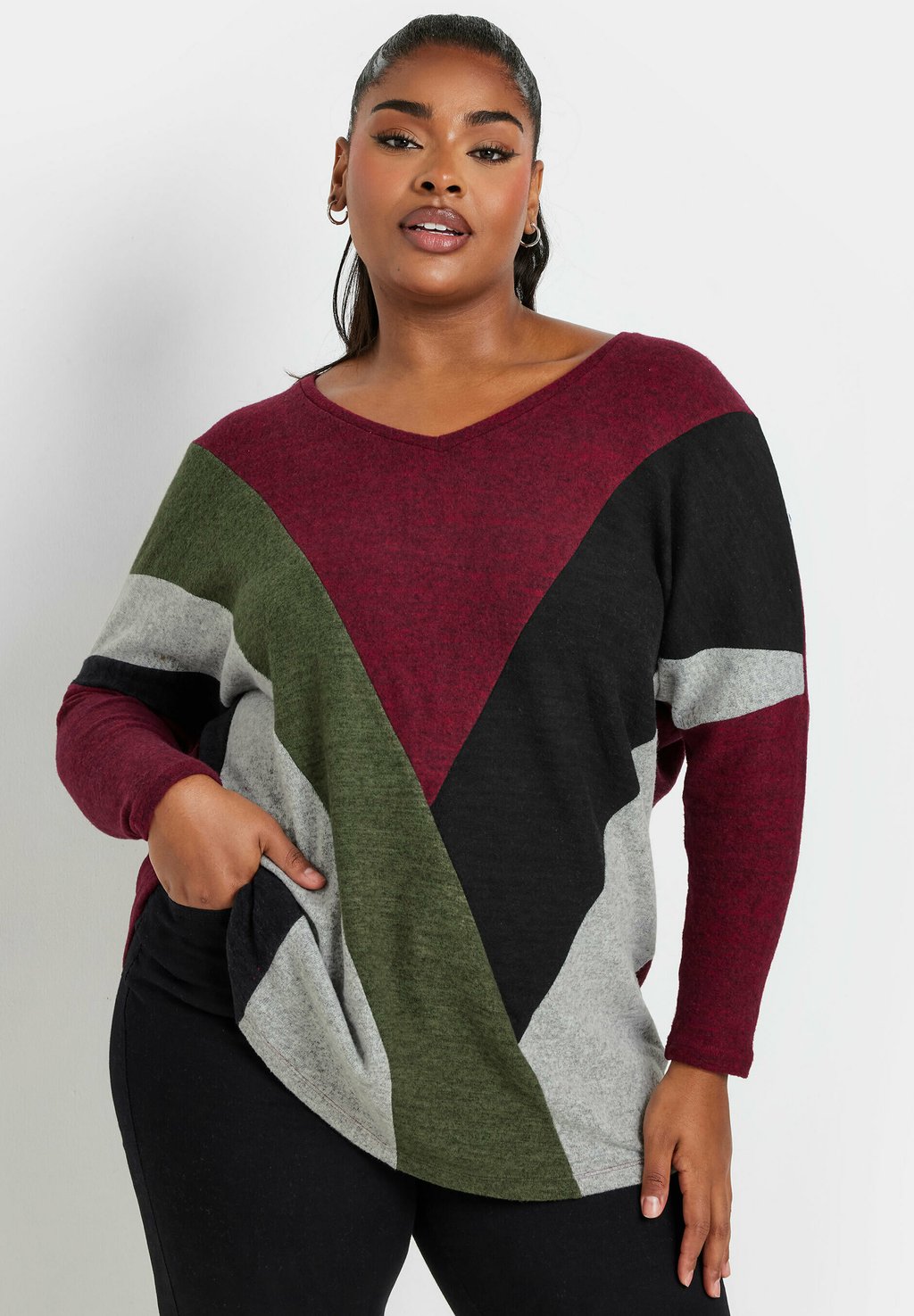 

Толстовка COLOUR BLOCK SOFT TOUCH Yours Clothing, темно-красный