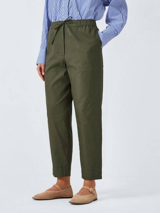 

Хлопок drawstring талии брюки John Lewis, хаки