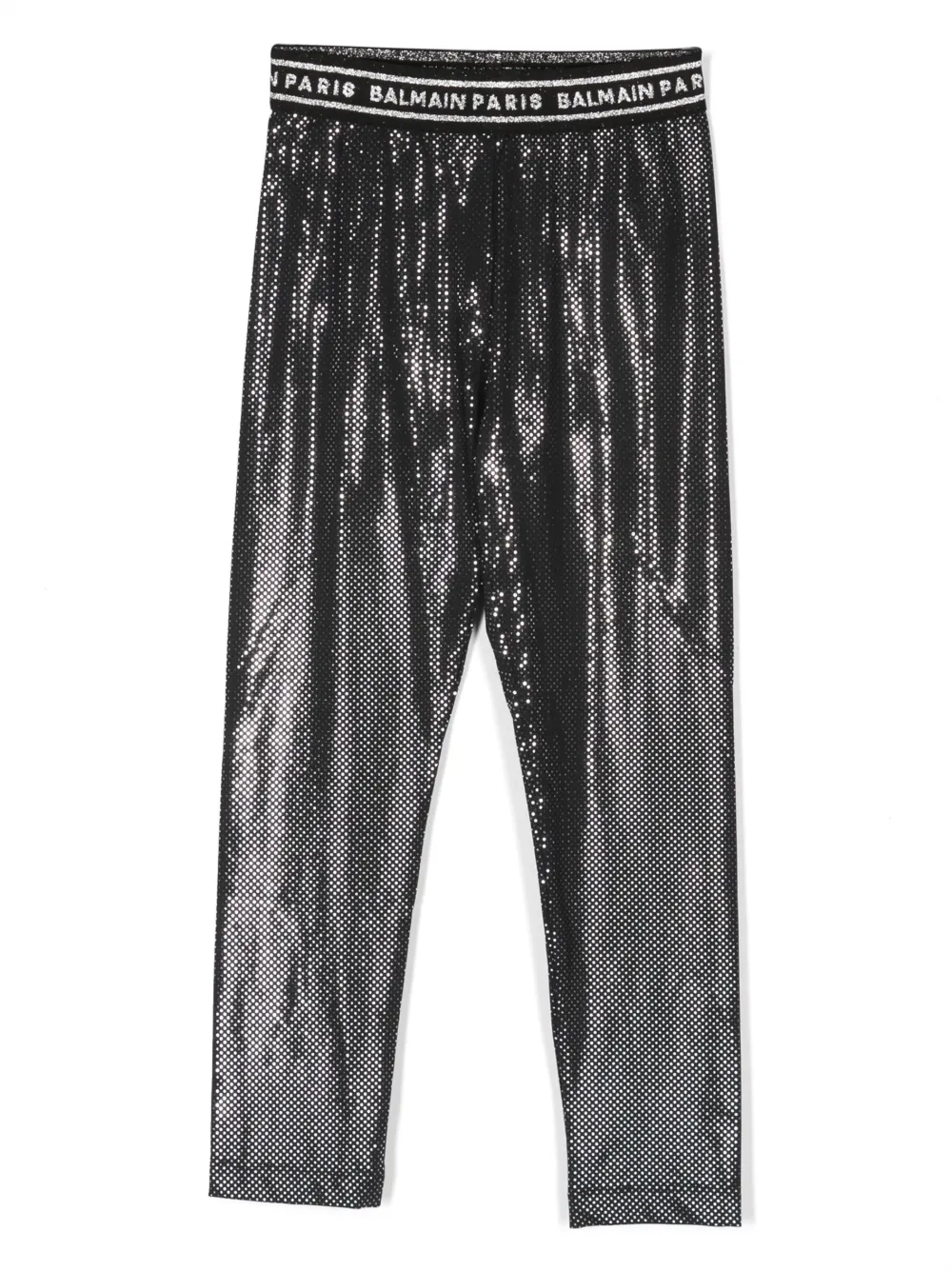

Леггинсы с эффектом металлик и логотипом Balmain Kids, черный