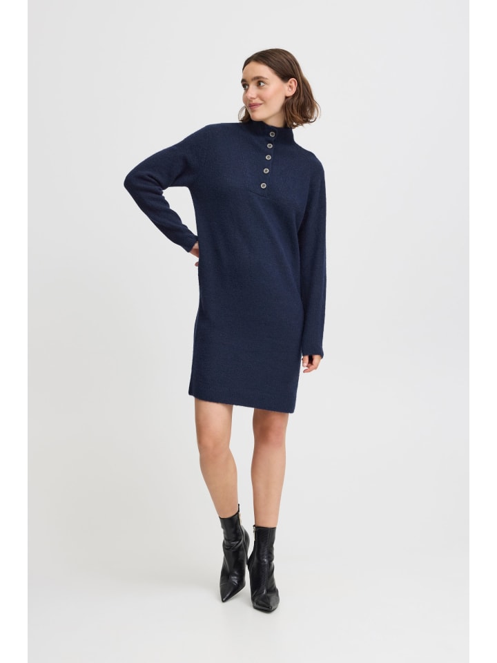 

Платье BYOMEA, стандартного кроя, темно-синего цвета; блейзер меланжевого цвета b. young