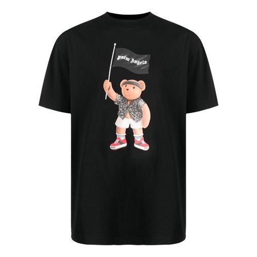 

Футболка men's ss21 bear cartoon printing round neck short sleeve black Palm Angels, черный