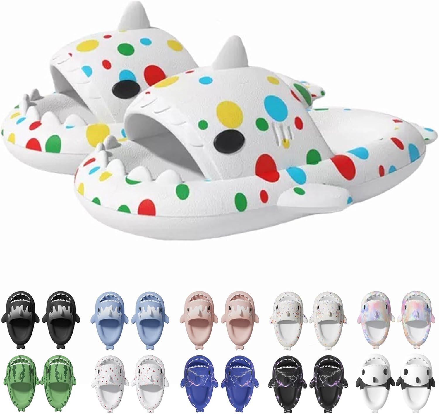 

Сланцы Jfxgjuv Ice Cream с акулой, сланцы с 3D забавными плавниками, унисекс сланцы с облаками и акулой, ЭВА сланцы с открытым носком для душа, бассейна, пляжа, белый