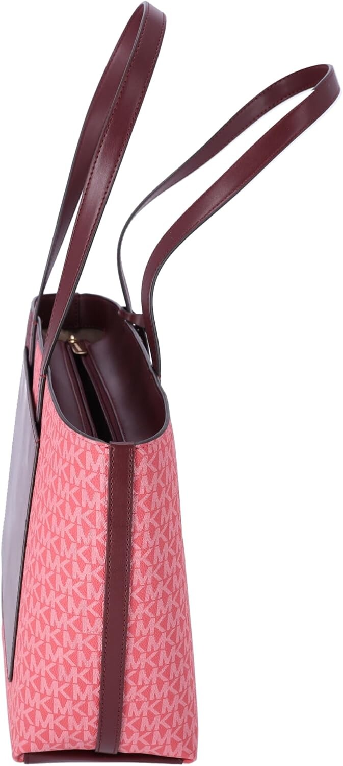 

Сумка-тоут Michael Kors Jet Set Travel среднего размера с молнией Oxblood Multi MK SIgnature