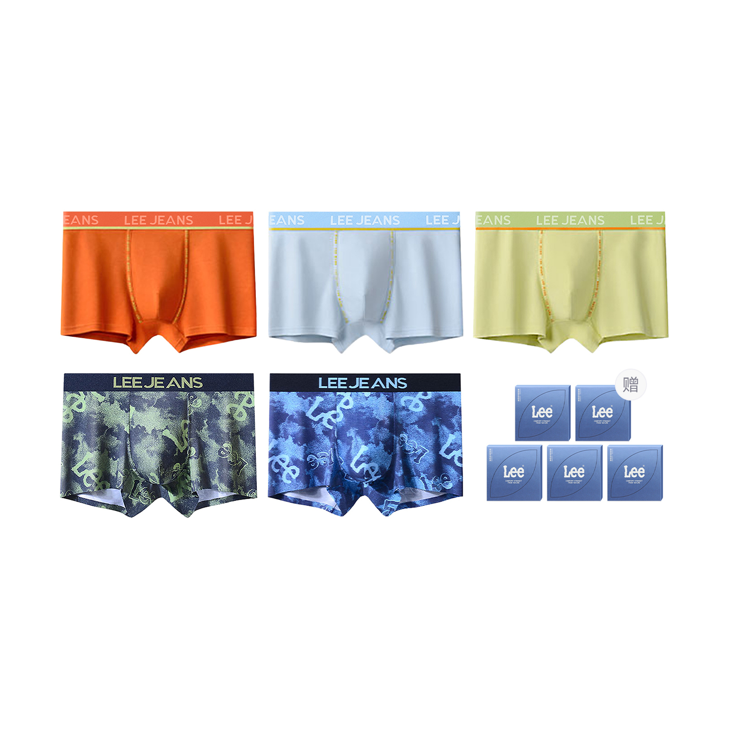 

Боксеры мужские Brilliant Underpants 5 штук Lee, светло-голубой