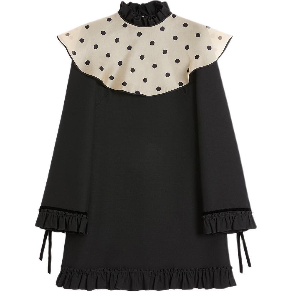 Платье-мини с высоким воротником Crepe Couture Valentino, черный