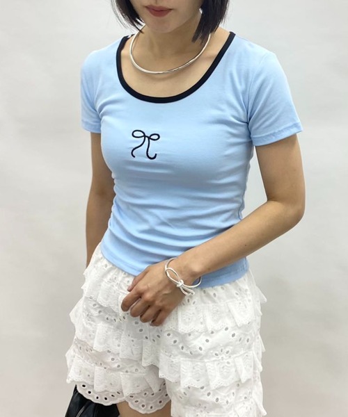 

Топ с U-образным вырезом и вышитой лентой Mebole, синий