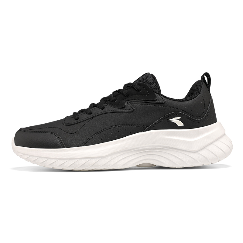 

Износостойкие низкие кроссовки для бега мужские черно-белые 361°, Obsidian Black/Feather White