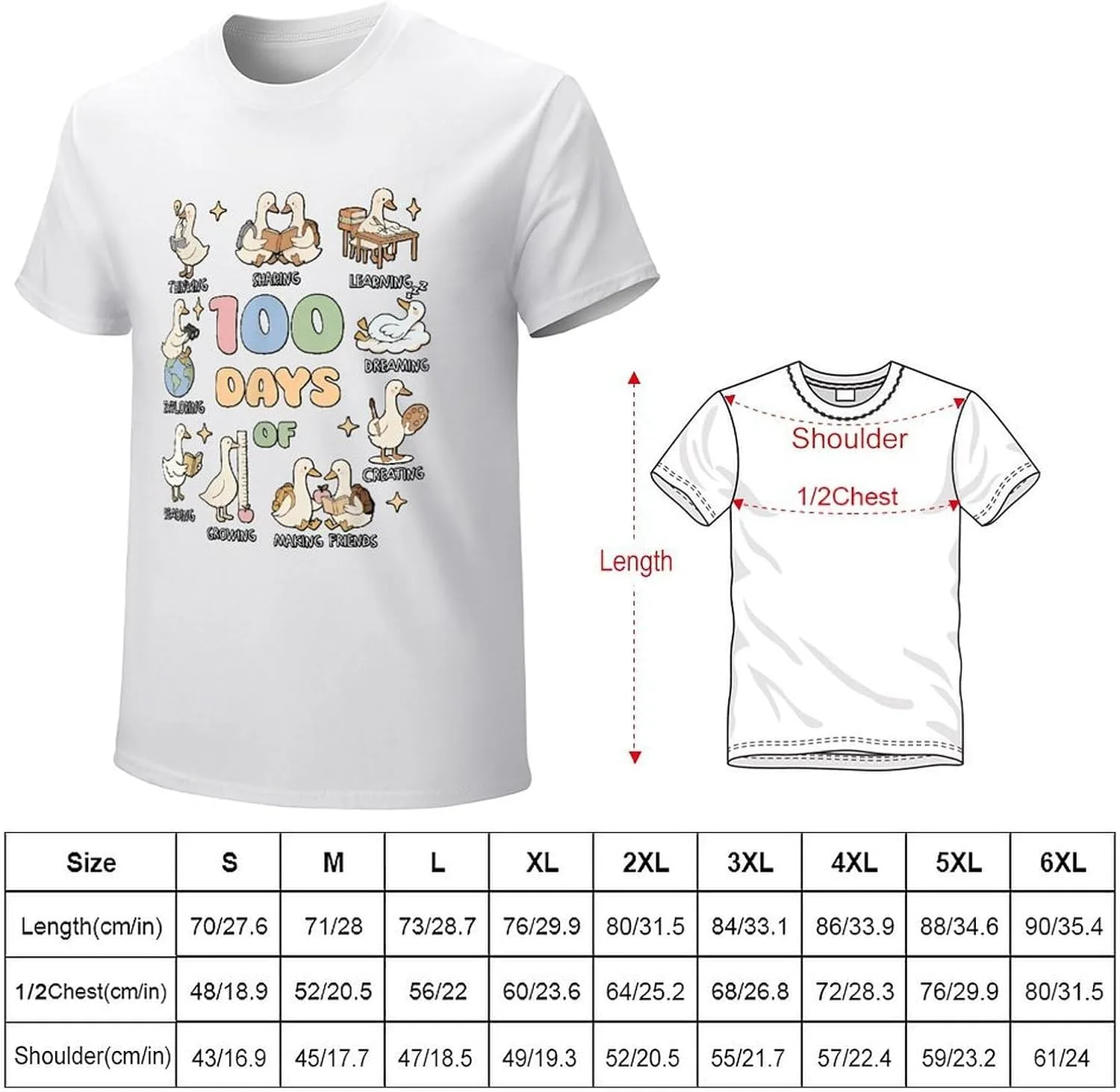 Мужская футболка Silly Goose Happy 100 Days of School с принтом учителя и книжника, винтажная, мягкая, повседневная, классическая новинка Generic, белый — фото 3