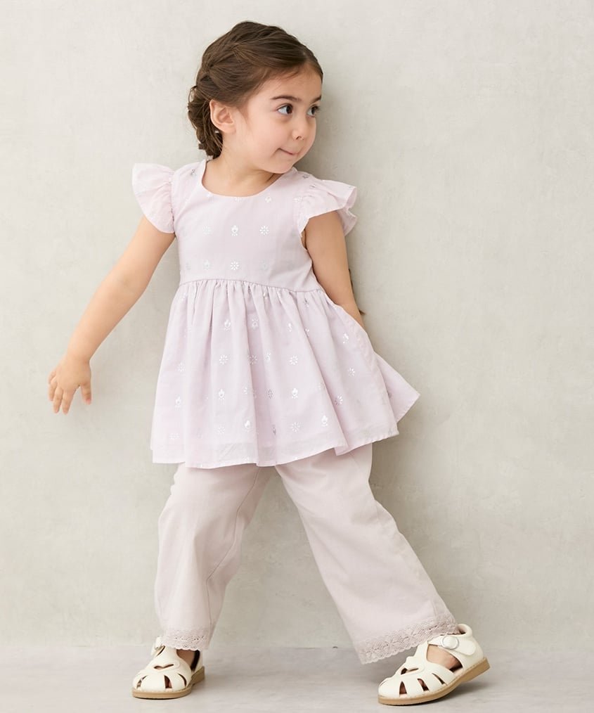 Широкие брюки с боковой шнуровкой (детские) Petit main, Light Pink — фото 4
