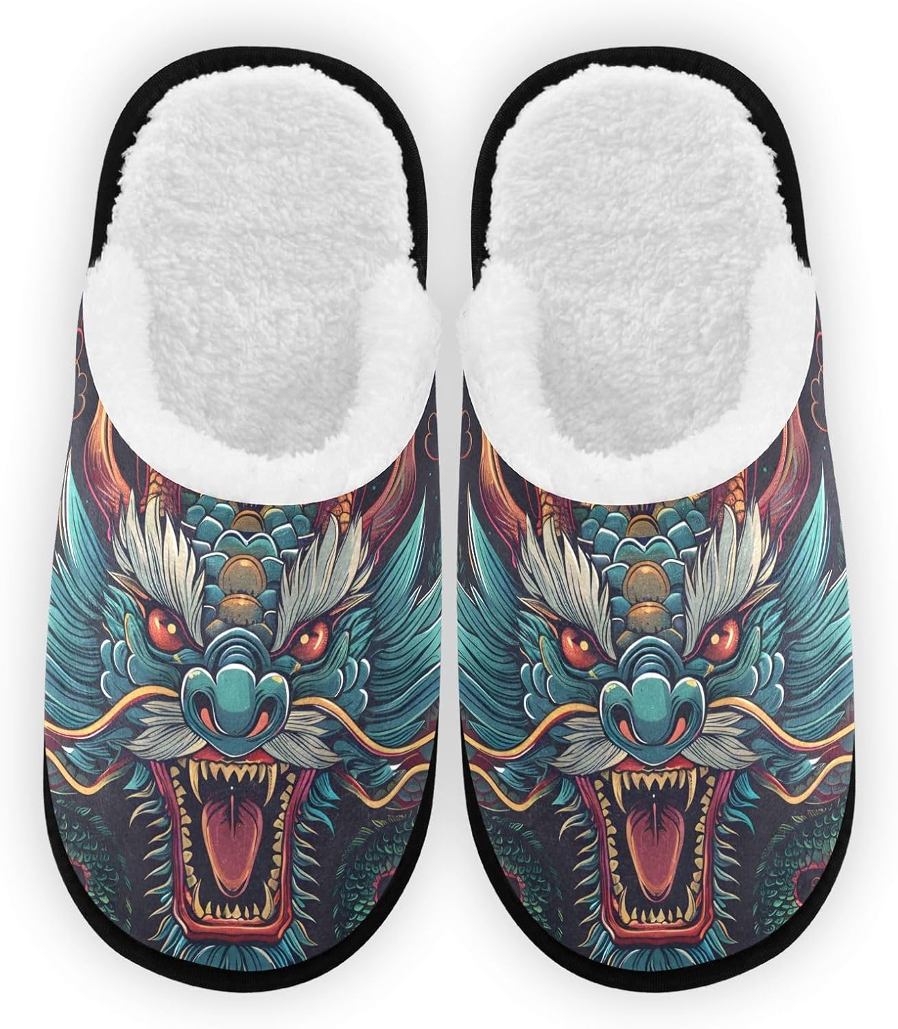 

Мягкие тапочки FENOCHE с китайским драконом для женщин и мужчин, теплые и удобные, для путешествий и спа, домашние тапочки с противоскользящей подошвой, Multicolor