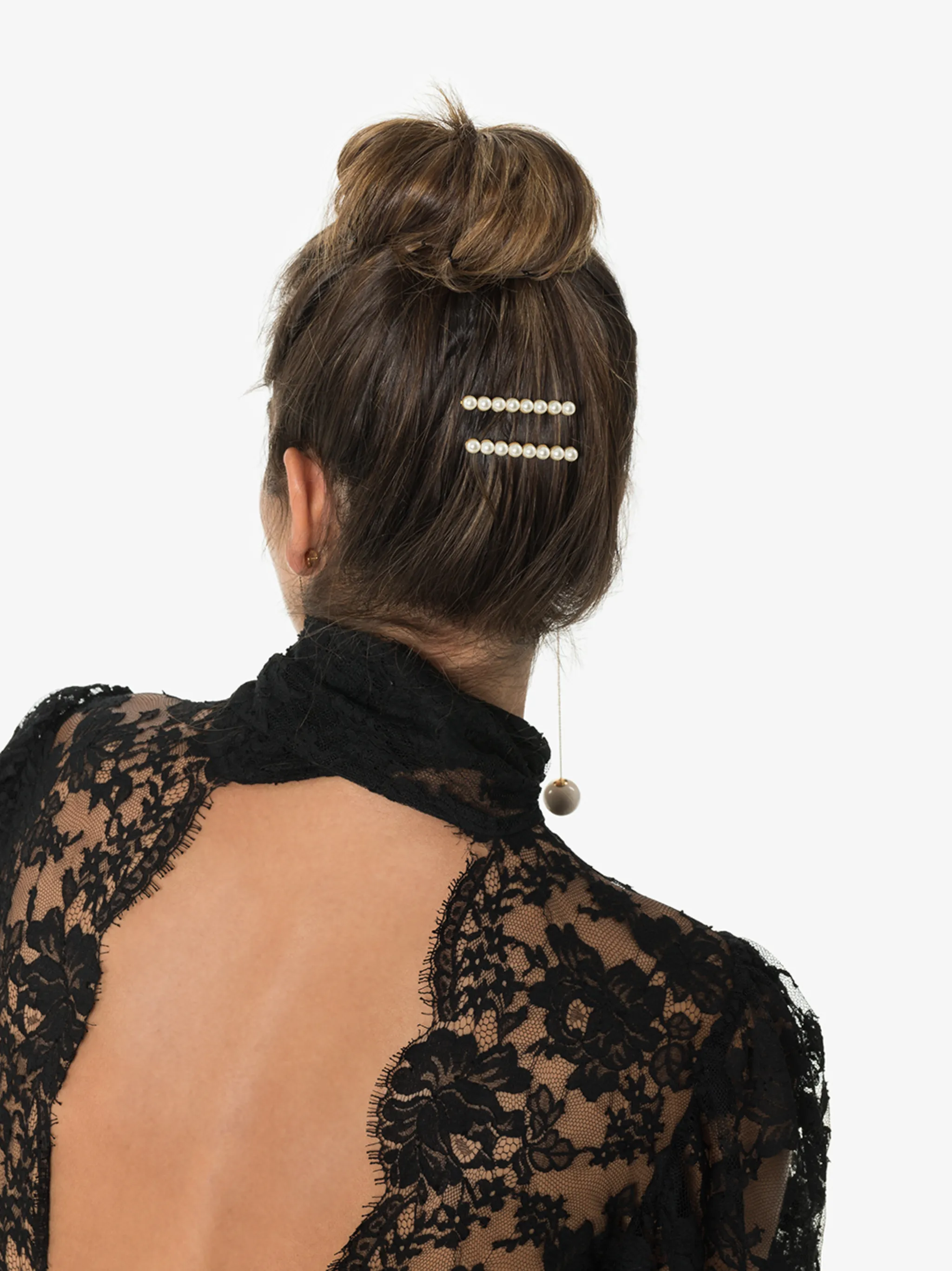 Комплект Gracie из двух заколок с жемчугом Jennifer Behr, белый — фото 4