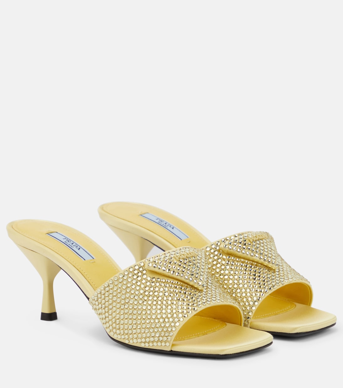 Атласные мюли, украшенные кристаллами Prada, Ananas
