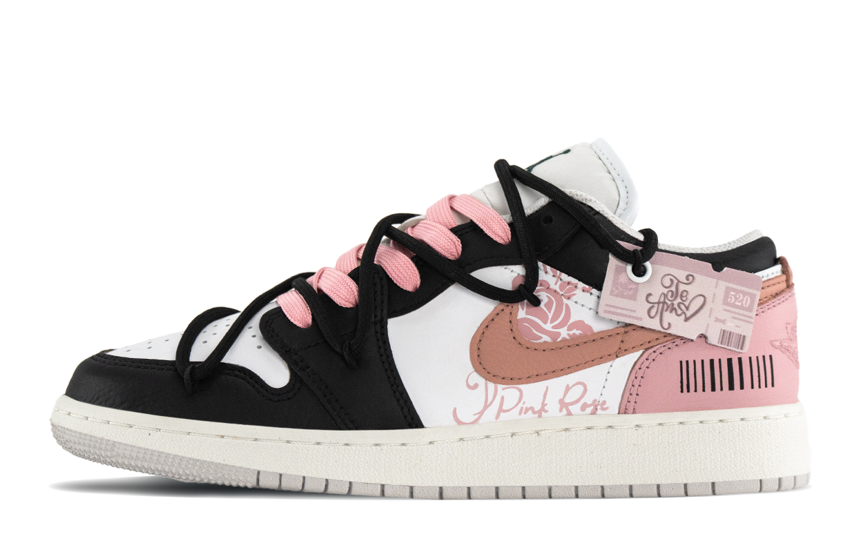 

Баскетбольные кроссовки Air 1 с низким верхом, устойчивые к истиранию и скольжению, для детей и подростков Jordan, черный/розовый