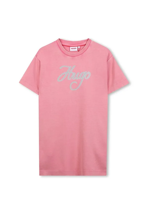 Платье из трикотажа с короткими рукавами Hugo Kids, Rasberry