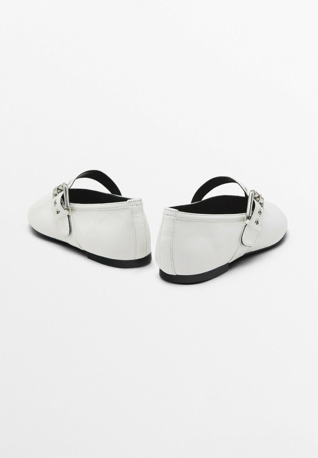 Балетки с ремешком на щиколотке SOFT FLATS WITH BUCKLE Massimo Dutti, белый — фото 4