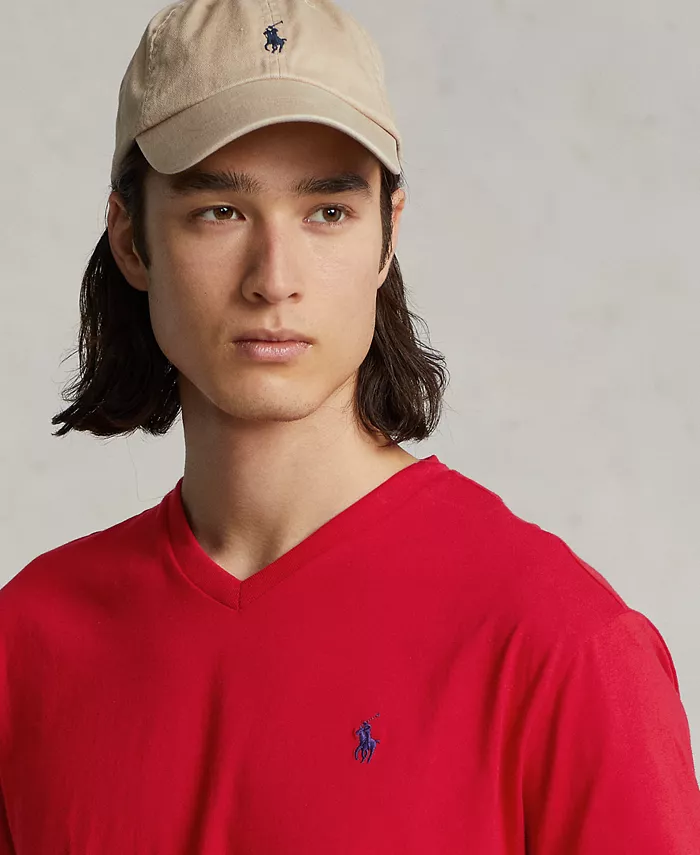 Мужская футболка с V-образным вырезом Classic-Fit Polo Ralph Lauren, красный — фото 4